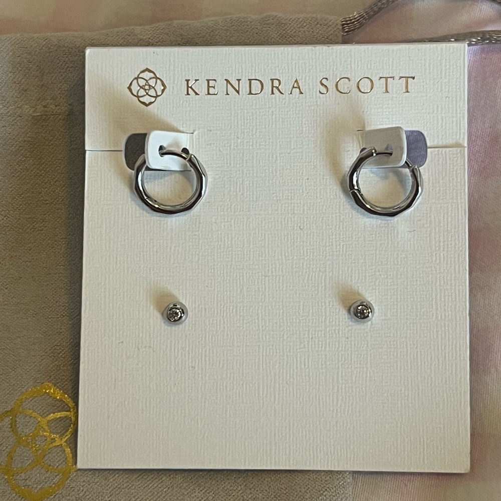 Kendra Scott Silver Addison Huggie and Stud Set